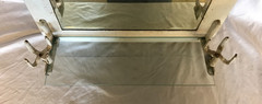 Antique VTG Deco Double Cup Holder 21×27 Glass Shelf Mirror Old Metal 1100-25B