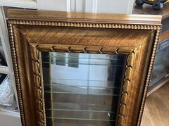 Horchow Italy 21” W 37” Tall Gold Vitrine Mirrored Wall Display Curio Cabinet