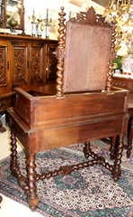 French Antique Louis XIII Oak Marble Top Dresser / Washstand/ Vanity