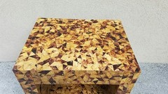 STUNNING CARLO PESSINA SUSTAINABLE CRACKLED YELLOW SEA PENSHELL CABINET