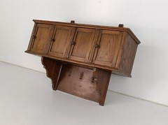 large Wall Cabinet Console Coat Hat rack Carved Wood French Fleur de lis Hooks V