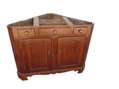 63376 Antique Primitive Pine Country Corner China Cabinet 2 Piece