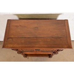 Antique Belgian Gothic Revival Carved Oak Bar Cabinet, Circa 1880s