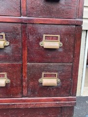 Antique File Cabinet stackable Brass knobs 4 Pieces By Winter Records Co Kansas