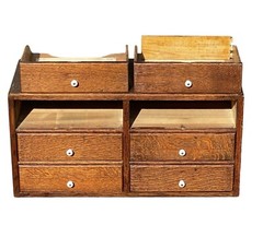 Antique Oak Wood Desktop File Cabinet / Filing Cabinet