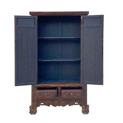 Chinese Vintage Brown Golden Scenery Armories Storage Cabinet cs6059