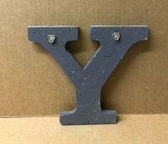 Decorative Salvaged Tin Ceiling 8″ Patchwork Shabby Silver Letter Y Old 202-26B