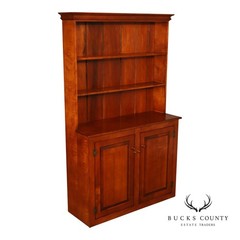 Tiger Maple Custom Step Back Hutch With Upper Open Shelving