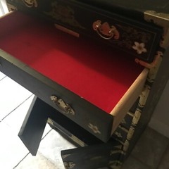 Vintage Chinoiserie silverware multidrawer cabinet chest