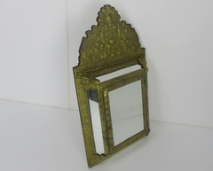 Vintage mirror Brush Brass Glass Cabinet Continental Ornate Brushes Included