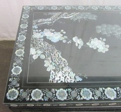 Vintage 72 in. Glass Top Asian Sideboard Cabinet