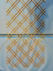 Two Vintage Brass Metal 37.5 x 9 inch Inserts China Closet Cabinet Doors Leading