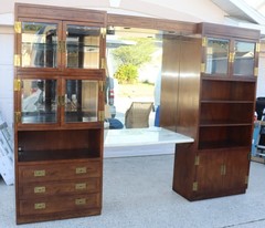 Campaign Henredon Vintage Wall Unit / Entertainment Center with Brass Hardware