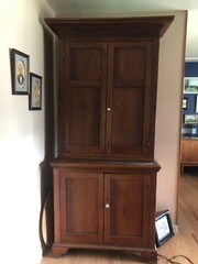 Early American, 2 piece, step back Cupboard c. 1820 Owner Wm Alonzo Hickok,