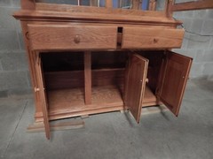 Vintage Wooden Oak China Cabinet Hutch Cupboard Buffet Lighted Eagle Industries