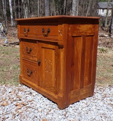 Antique Oak Chest Commode Washstand Dry Sink Country Farmhouse Cabinet