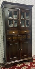 Antique Style Country French Bevel Glass Solid Wood Bookcase Kitchen Cabinet
