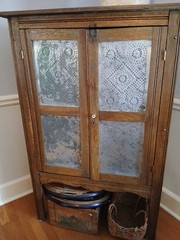 Antique Early Southern American Primitive Style Pie Safe Punched Tin Cabinet