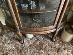 Antique Oak Bow Front China Cabinet