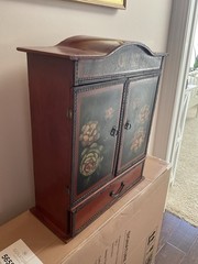 Antique Lovely French Style Petite Cabinet Armoire Hand Painted Floral