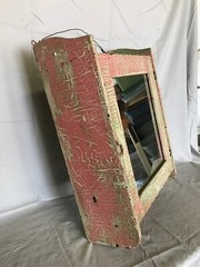 Antique Shabby Pink Wood Medicine Cabinet Vintage Mirror Chic Old 616-23B