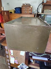 1950s 6-Drawer Green Metal Cabinet Y & E Brass Bits Vintage Works Great No Key