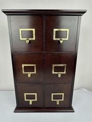 Vintage Style Card Catalog Cabinet 6 Drawer Wood Apothecary Storage Organizer