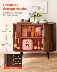 Mid Century Coffee Bar Cabinet with Storage, 2 Sliding Doors, Sideboard Buffet f
