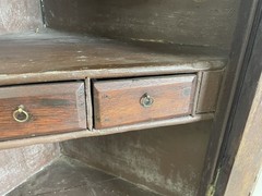 Antique Hanging Corner Cupboard cabinet Carved Flemish Oak with drawers