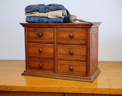 Antique Apothecary Cabinet watchmaker wood drawer brass knob Chest vintage