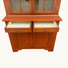 19th Century 2 Part Poplar Red Painted County Cupboard