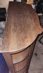 Antique Oak Curio Cabinet Display Stand Shelf No Glass Bow Curved Front Barber