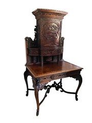 #7078 Museum Quality Antique Rare Sino Brithish Bureau Cabinet ca 1850