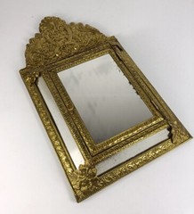 Vintage mirror Brush Brass Glass Cabinet Continental Ornate Brushes Included Wal