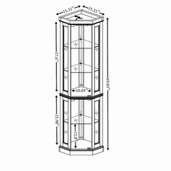 Heavy Duty Corner Display Cabinet Lighted Glass Display Case Living Room Shelf