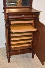 Renaissance Revival Sheet Music Cabinet, Mahogany, Carvings