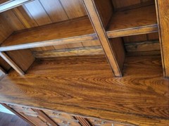 Vintage Oak China hutch cabinet by Hickory Chair Co. Custom built & finish
