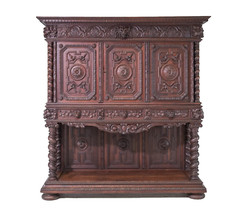 Antique Cupboard, Louis XIII Style, Carved Wood, French Twist , 19th C, 1800s!!