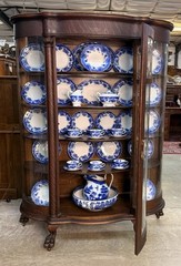 Exceptional American Antique Quartersawn Oak China Curio Cabinet Bookcase 1880