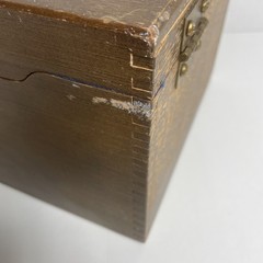 Vintage Large Wooden Box Card Catalog Recipe File Dove Tailed Corner