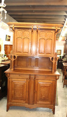 French Antique Oak Art Nuovo Buffet Cabinet / Hutch