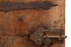 Continental Heavily Worn Carved One-Door Cupboard Cabinet of Small Size