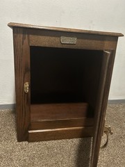 Vintage WHITE CLAD Simmons Oak Wood Ice Box Nightstand Cabinet Chest End Table