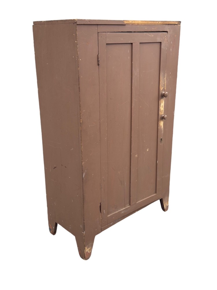 antique primitive 1 door cupboard cabinet painted jelly milk farm house country