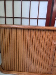 Vintage HTF Mid Century Eppco Enterprises Teak Tambour Door Wall Mount Cabinet
