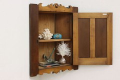 Farmhouse Antique Walnut Medicine Corner Bath Wall Cabinet #53614