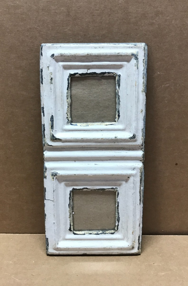 VTG 5×11 Multi Double White 3″ Photo Tin Ceiling Metal Picture Frame Old 646-26B