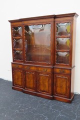 Grosfeld House Mahogany 2 Part Breakfront China Display Cabinet with Desk 5285