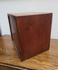 Early 20th Walnut Collectors Curio Cabinet Stones “Popular” 4 Drawers & Key
