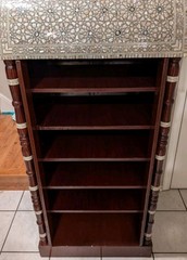 Hand Made Mother Of Pearl Mosaic Inlaid 5 Shelf Cabinet – Unique Inlay – OOAK